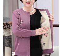 (purple, XXXL) Cardigans Plus Size Grandma Knitting Sweater New Middle-aged and Old Women Sweater Cardigan