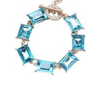 Purple Yellow Blue Square Glass Crystal Bracelets Women Charm Boho Ethnic Statement(Blue)