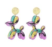 Purple Yellow Green Mardi Gras Dangle Earring for Woemen Blingbling Carnival Crown Champagne Bottle Bowknot Earring Carnival Earrings Jewelry Gifts, Zinc, No Gemstone