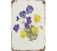 Purple & Yellow Pansies Botanical Sign From 1972 Vintage Flower Art French Country Metal Tin Signs Wall Decor For Home Outdoor Pub Garden Kitchen Bar Room Garage 8x12 Inch A Gift For Your Cousins