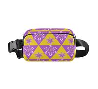 Purple Yellow Triangle Shapes Lilies Trendy Waist Pack Crossbody Bag for Women Men Teenagers Waterproof Bum Belt Bag with Adjustable Strap for Shopping Sports Work