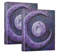 Purple Yin and Yang 3-Ring Binder 1.5 Inch, PVC Material Document Organizer with D-Ring and Clear View Pocket for Office Supplies-2 Pack
