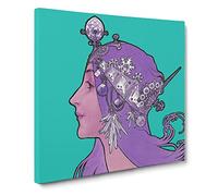 Purple Zodiac by Alphonse Mucha Canvas Print | Gallery Wrapped 30mm Frame Wall Art | 14x14 inches | Ready to Hang | Modern Picture | Living Room Bedroom Lounge Office
