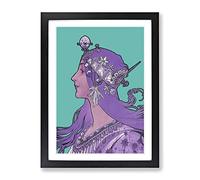 Purple Zodiac By Alphonse Mucha Classic Painting Framed Print | A2 Black Framed Wall Art | Ready to Hang | Classic Fantasy Picture | Living Room Bedroom Lounge Office