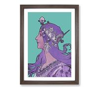 Purple Zodiac by Alphonse Mucha Framed Print | A2 Walnut Framed Wall Art | Ready to Hang | Modern Fantasy Picture | Living Room Bedroom Lounge Office