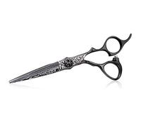 PURPLEBIRD 6 Inch Professional Barber Scissors, Japanese Stainless Steel, Black, Modern Style, Right Handed, Haircutting Shears for Men Women and Kids