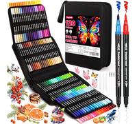 Purpledi Brush Pen Set - Dual Brush Pen Set with 120 Colours, Watercolour Brush Pens & Felt Tip Pens for Adults, Mandala & Colouring Book, Brush Pens for Hand Lettering