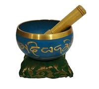 Purpledip Bell Metal Singing Bowl: Dhyana Musical Instrument for Meditation, 4.5 Inches, Blue (12128)