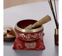Purpledip Bell Metal Tibetan Buddhist Singing Bowl: Dhyana Musical Instrument Set For Meditation (10779)