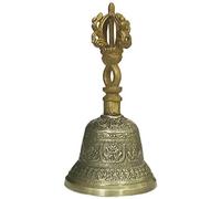 Purpledip Bell Metal Tribhu Handheld Ringing Bell Gahnta with Dorje Handle: Buddhist Tibetan Meditation Prayer Musical Instrument, Small (10680B)