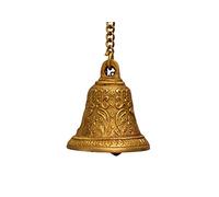 Purpledip Brass Hanging Bell: For Home Temple, Door, Hallway, Porch or Balcony; Unique Décor Gift Chain length 15 inch(10783)