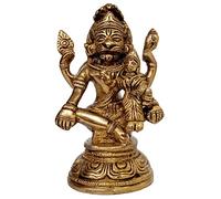 Purpledip Brass Idol Narasimha Lakshmi: Vishnu Laxmi Statue for Home Temple (11581A)