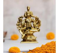 Purpledip Brass Idol Panchmukhi Hanuman: Collectible Statue for Home Temple (12071)