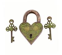 Purpledip Brass Lock in Antique Design: Aching Heart (11002)