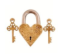 Purpledip Brass Padlock: Golden Heart (11001)