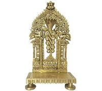 Purpledip Brass Singhasan Throne Chowki: Sheshnag Serpent Design God's Seating Aasan (12167)