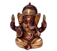 Purpledip Brass Statue Lord Ganesha: Collectible Idol in Copper-Silver Finish (10646)