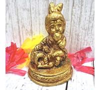 Purpledip Brass Statue Lord Krishna Makhan Chor: Mini Idol For Home Temple (11430A)