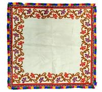 Purpledip Cotton Table Cloth Wall Hanging Aasan Mat: Kanku Paglaga, Perfect Cloth To Preserve A Newborn's Or Bride's Footprints, Square (12448A)