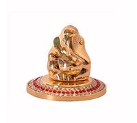 Purpledip Ganesha Idol: Small Golden Statue for Table Top, Home Temple, or Car Dashboard (10987A)