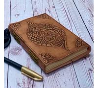 Purpledip Leather Journal (Diary Notebook) 'Koi Fish - Fire & Water (Yin & Yang)': Handmade Paper In Leather Cover For Corporate Gift or Personal Memoir (11325)