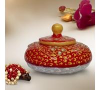 Purpledip Marble Sindoor Kumkum Dibbi: Box For Storing Makeup, Spices Or Ring (12352A)
