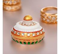 Purpledip Marble Sindoor Kumkum Dibbi: Small Box For Storing Makeup, Spices Or Ring (12352)