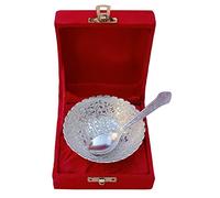Purpledip Metal Bowl Spoon Serving Set: for Dry Fruits, Sweets Or Candies, Silver Finish (12532A)