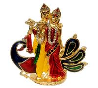 Purpledip Metal Idol Radha Krishna Peacock: Divine Dance Raas Leela (12135A)