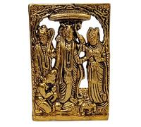 Purpledip Metal Plate Wall Hanging Ram Family Darbar: Rama, Sita, Laxman, Hanuman Statues (12608)