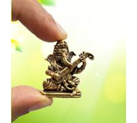 Purpledip Rare Miniature Brass Idol Ganesha Playing Sitar Or Veena: Collectible Statue With Detailed Very Fine Workmanship (12698Z11)