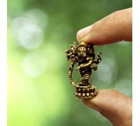 Purpledip Rare Miniature Brass Idol Standing 3-Head Trimukha Ganesha: Collectible Statue With Fine Workmanship (12698D)