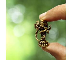 Purpledip Rare Miniature Brass Idol Standing 3-Head Trimukha Ganesha: Collectible Statue With Fine Workmanship (12698D)