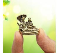 Purpledip Rare Miniature Brass Idol Vishnu Lakshmi On Sheshnag: Anantashayi Anand Shayan Sleeping Posture Padmanabha Swami Temple Statue (12698Z10)