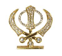 Purpledip Sikh Religious Symbol 'Khanda' Showpiece Statue for Car Dashboard, Home Temple, Office Table or Car Dashboard (10291)