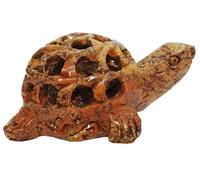 Purpledip Soapstone Statue Nested Turtles: Lattice Design Jaali Work Mesh Sculpture (11661)