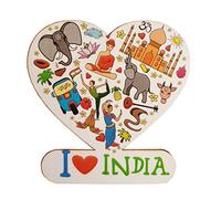 Purpledip Wooden Fridge Magnet: India, My Love (11465)