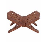 Purpledip Wooden Hand Carved Stand for Holy Books of Any Faith: Portable Folding Mount with Intricate Carvings (11503)