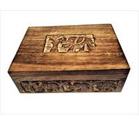 Purpledip Wooden Jewellery Box 'Elephant's Abode': Rustic Distress Finish Box, Unique Gift For Girls (11499)