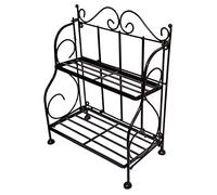 Purpledip Wrought Iron 2-Tier Foldable Table: Countertop Storage Shelf Rack Kitchen Bathroom Storage Organizer (12519)