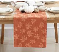 PurpleEssences Rust Jacquard Fall Table Runner Collection, 14x72-in Autumn Table Runner for Fall Harvest & Farmhouse Kitchen, Damask Cotton Thanksgiving Table Runners, Maple Leaves