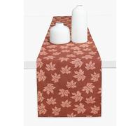PurpleEssences Rust Jacquard Fall Table Runner Collection, 14x72-in Autumn Table Runner for Fall Harvest & Farmhouse Kitchen, Damask Cotton Thanksgiving Table Runners, Maple Leaves