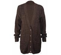 PurpleHanger Women's Knit Sweater Cardigan Top Plus Size Dark Brown 16-18