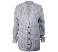 Purple Hanger Women's Knit Cardigan Sweater Plus Size Light Grey 20-22