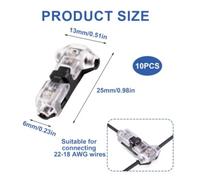 PURPLELILY 10Pcs Wire Cable Connectors T Type Cable Not Stripping Soldering T Type For Electrical Quick Wire Connectors