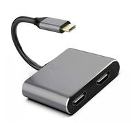 PURPLELILY 2/4 Port USB HDTV Converter 4K@30Hz External Display Adapter Type C to Display Splitter for Double Monitors Double Hdtv Type C Dock