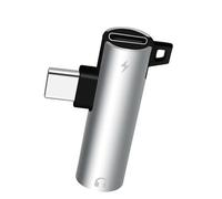 PURPLELILY 2 In 1 USB Type C Sound Converter With 3.5mm Plugs Simultaneous Charging Right Angles Aluminum Adapter For Mobile Devices Type C Sound Adapter With Charging