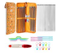 PURPLELILY 22Pcs 13.8In Stainless Steel Knitting Needle With Accessories Single Head Sweater Needle For Beginner Craft Knitting Accessories