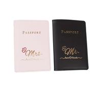 PURPLELILY 2Pcs Couple Passports Holder Set Honeymoon Wedding Travel Essential Soft PU Leather Passports Covers for Women Men