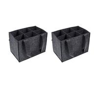 PURPLELILY 2Pcs Heavy-Duty Wine Tote Bags with 6 Protective Slots Reinforced Base & Lining for Champagne Beer Transport (119 Chars) Protective Felt Wine Carriers with Dividers